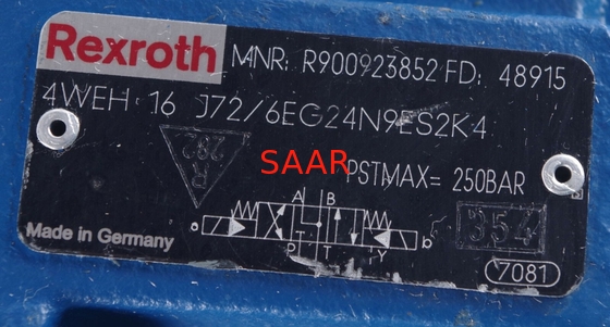 Rexroth R900923852 4 WEH 16 J Π.Χ. 24N9ES2K4 70/6 4 WEH 16 J 7 Π.Χ. πειραματική χρησιμοποιημένη κατευθυντική βαλβίδα Χ/6 στροφίων 24N9ES2K4